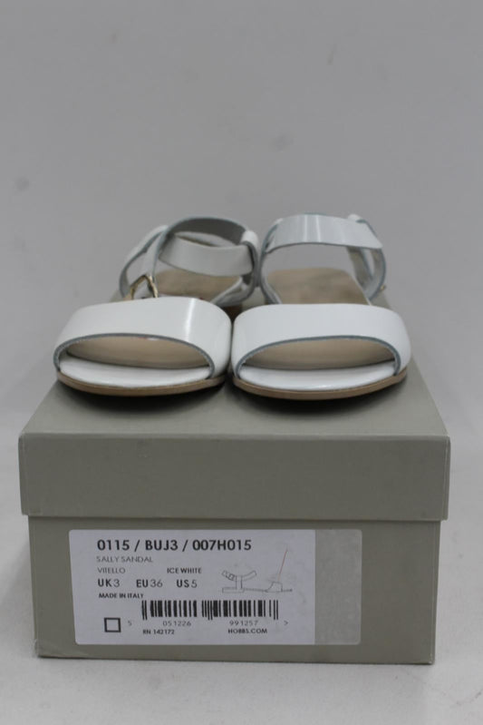 HOBBS Ladies White Open Toe Block Heel Leather Lined Sally Sandals UK3 EU36 BNIB