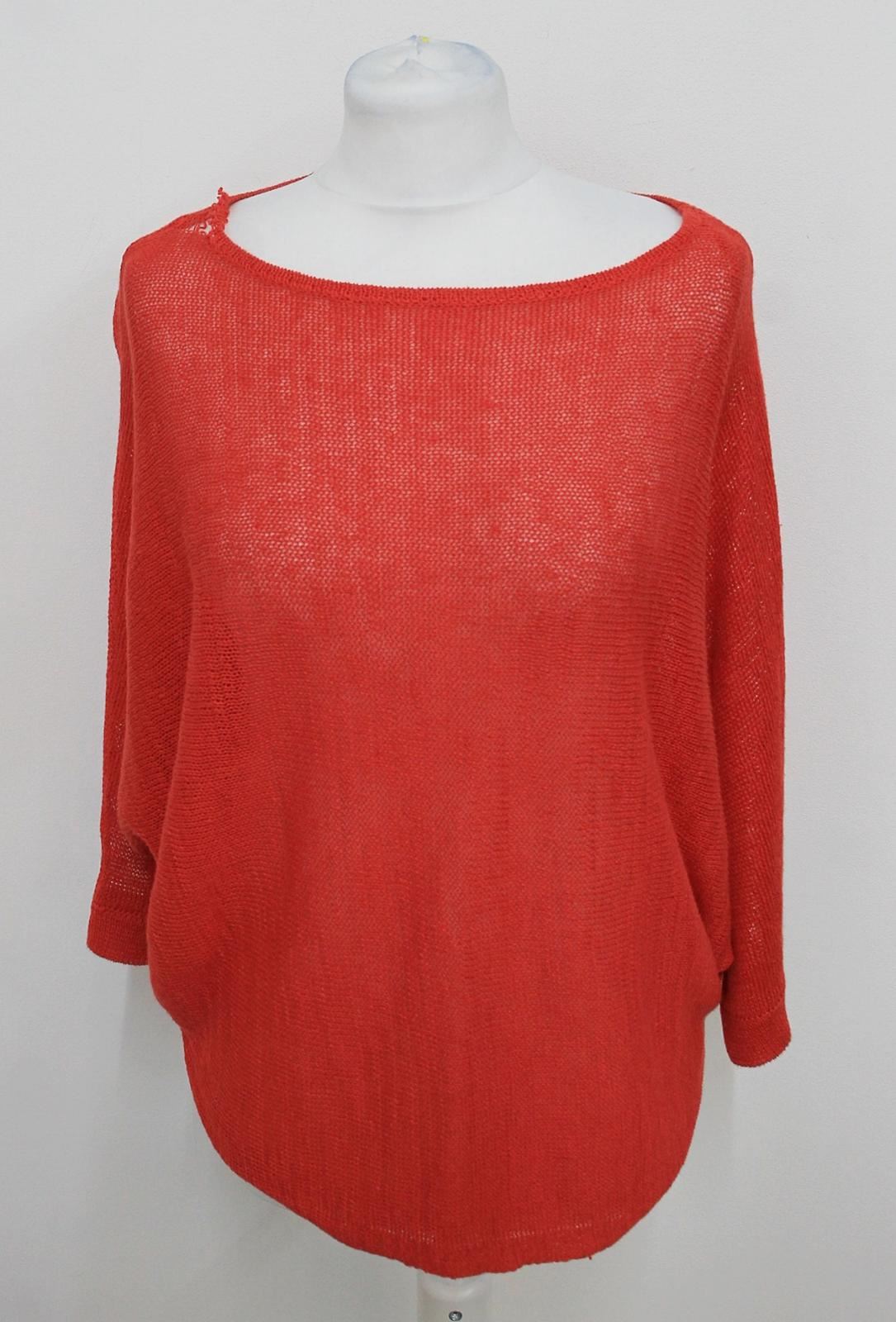 PHASE EIGHT Ladies Chilli Red Delmi Linen Batwing Knitted Top M RRP65 NEW