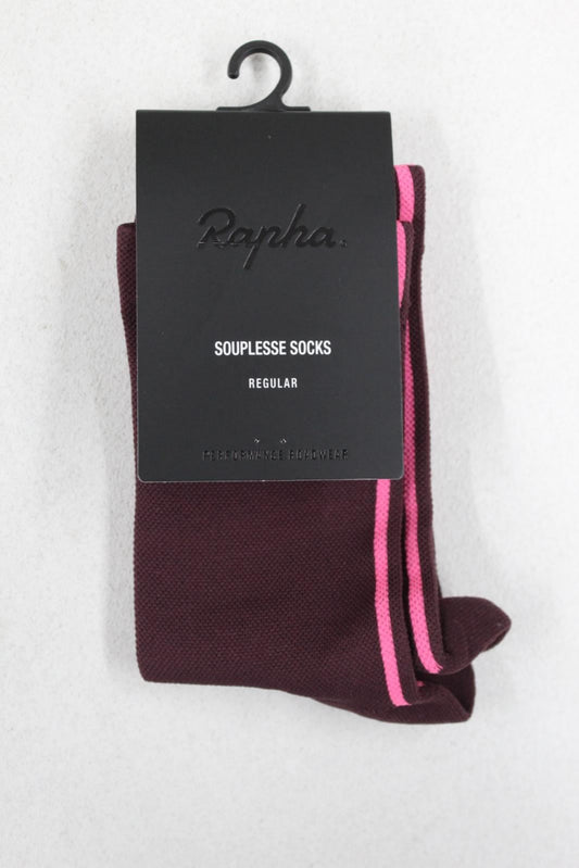 RAPHA Ladies Burgundy Hi-Vis Lightweight Souplesse Regular Cycling Socks XS NEW