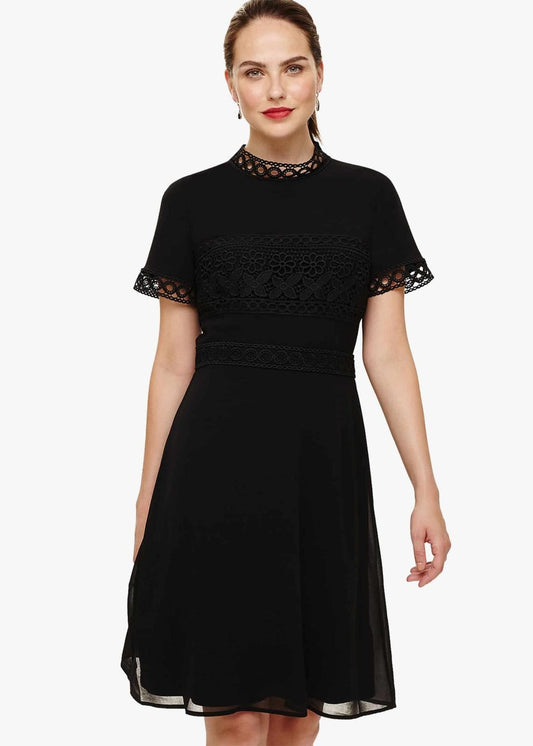 Phase Eight Ivanna Lace Bodice Fit & Flare Dress Black Size UK6 RRP130