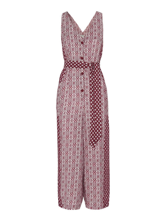 WHISTLES Ladies Red Woodblock Print V Neck Sleeveless Jumpsuit UK8 BNWT RRP149
