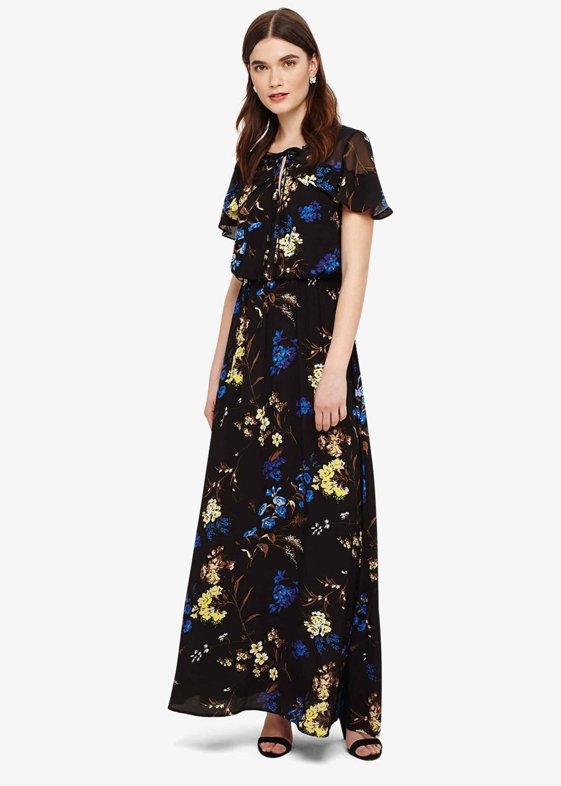 Phase Eight Manoela Floral Maxi Long Dress Black Multi Size UK8 RRP110