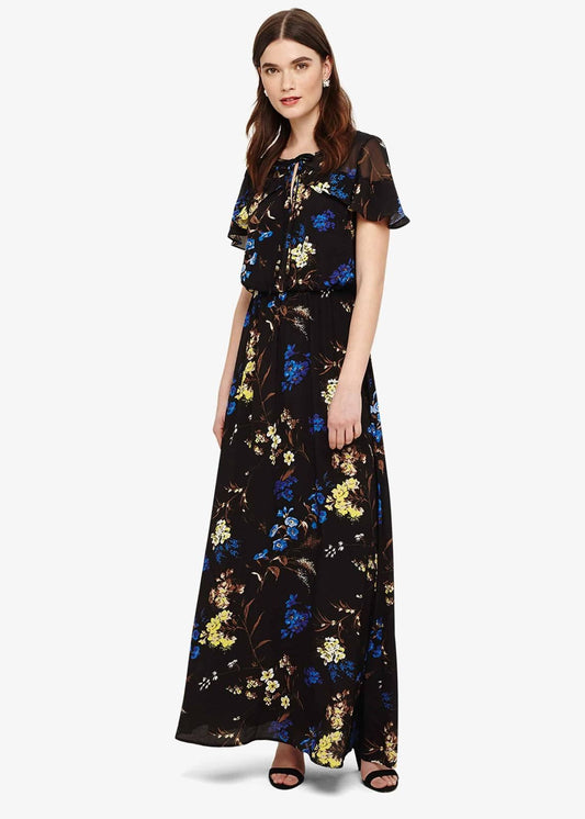 Phase Eight Manoela Floral Maxi Long Dress Black Multi Size UK8 RRP110