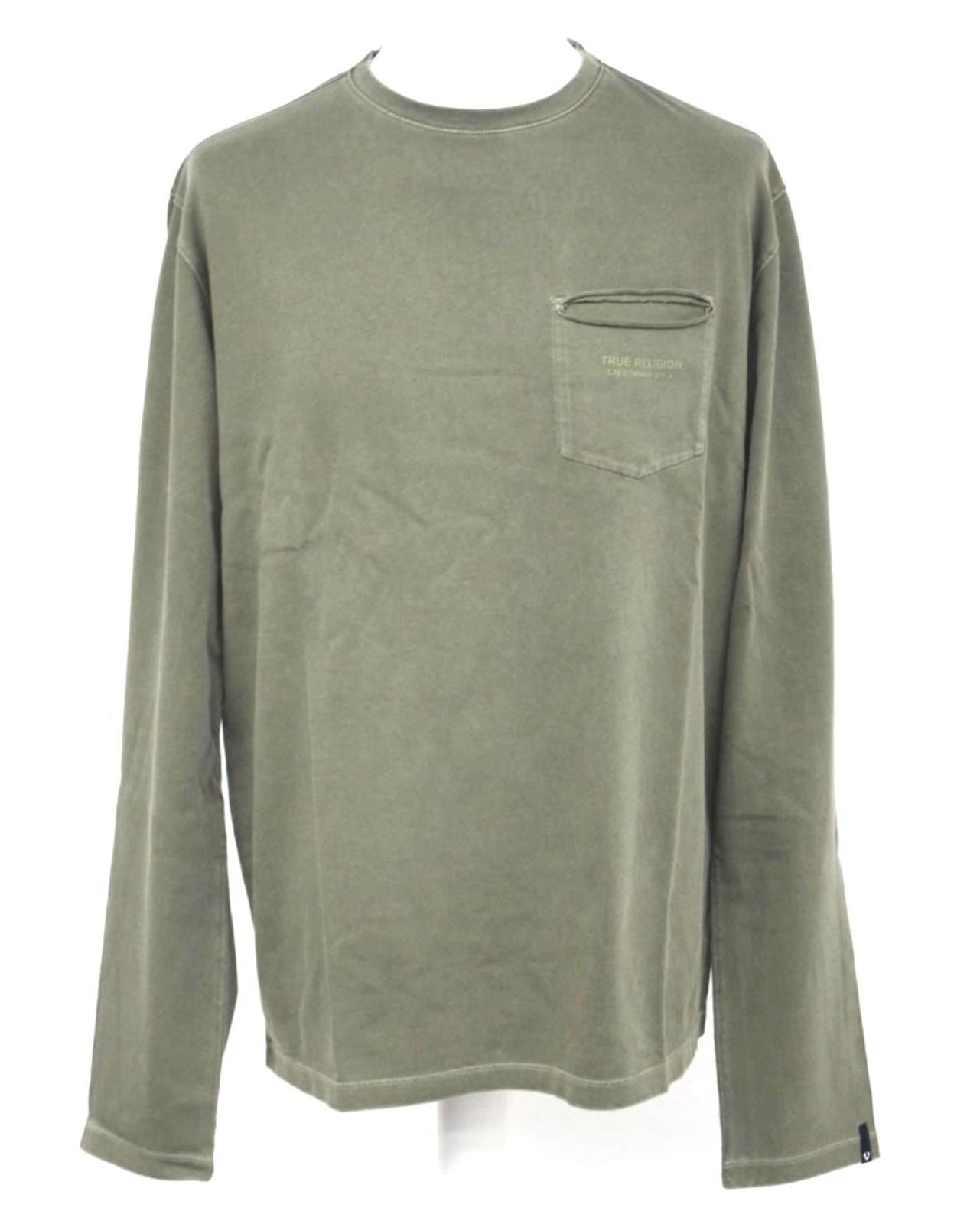 TRUE RELIGION Men's Olive Green Cotton Long Sleeve Top T-Shirt S RRP109 BNWT