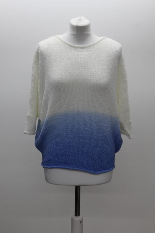 PHASE EIGHT Ladies Aideen Blue Ivory Dip Dye Round Neck Jumper XS BNWT RRP69